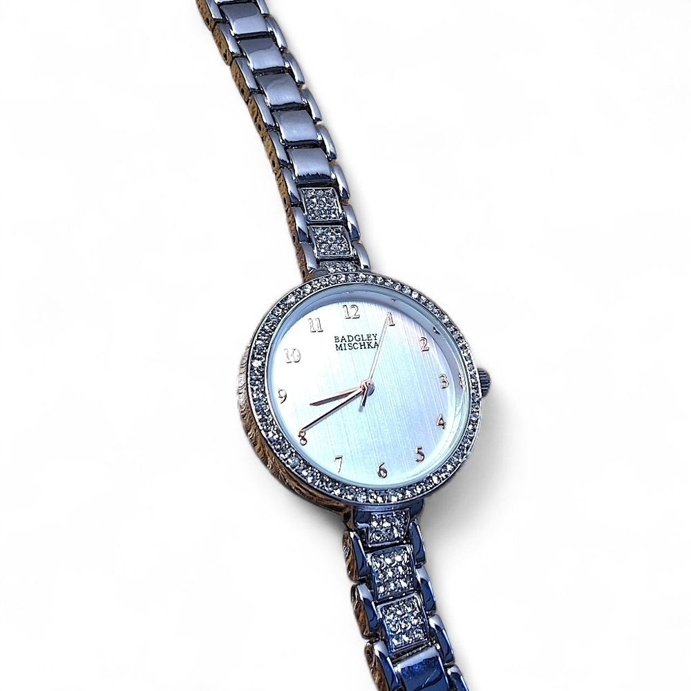 Badgley Mischka Women’s Crystal Stainless Steel Bracelet Watch NWOT